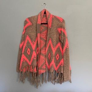 Women’s sweater jacket with tassel fringe. Size Medium
